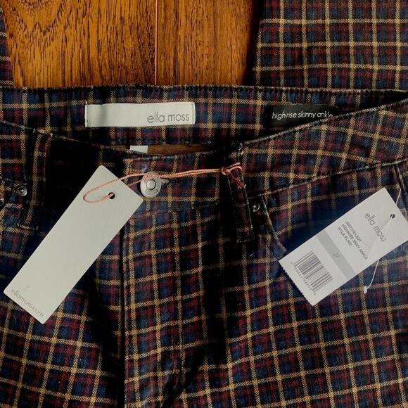 NWT Ella Moss plaid High Rise Skinny Ankle 27 - Picture 3 of 6